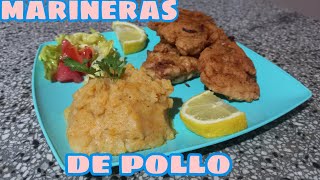 MARINERA DE PECHUGA DE POLLO CON PURÉ  Receta De Escalope Súper Fácil [upl. by Ayhdnas]