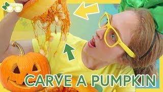 Brecky Breck Carves a Pumpkin And Plays With Pumpkin Slime [upl. by Ahsyat417]