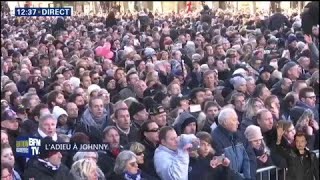 quotRequiem pour un fouquot accompagne l’arrivée du cortège funéraire de Johnny Hallyday [upl. by Atiuqel250]