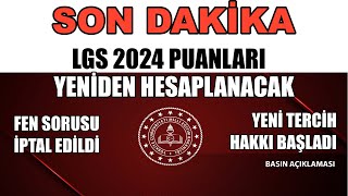 SON DAKİKA  LGS 2024 Puanları Yeniden Hesaplanacak  Fen Sorusu İPTAL EDİLDİ [upl. by Ylle]