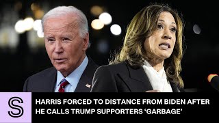 Harris forced to distance from Biden after he calls Trump supporters ‘garbage’  Stuffconz [upl. by Yaker]