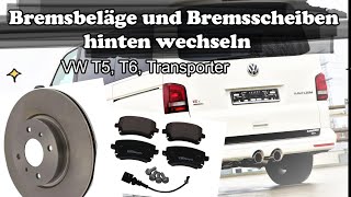 Bremsbeläge u Brscheiben hinten wechseln VW T5 T6 Transporter Changing brake pads discs rear [upl. by Nahsez557]