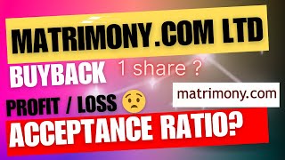 matrimonycom Ltd Buyback  Ongoing Buyback  1share  Latest Buyback News  Acceptance ratio [upl. by Anuala]