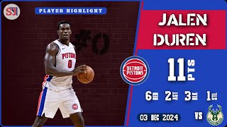 JALEN DUREN DELIVERS 11 POINTS 6 REBOUNDS AND 3 BLOCKS🔥vs MIL amp LAST GAME vs PHI HIGHLIGHTS DET [upl. by Juan]