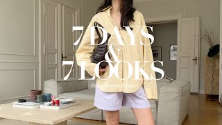 7 Days amp 7 Looks  Summer Outfit with a bit of color  Minimal Wardrobe [upl. by Martha]