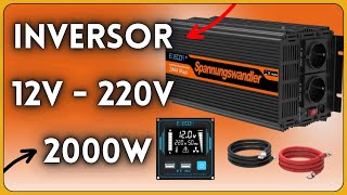 EDECOA Inversor 12v 220v 2000w conversor energia 12v 230v con Mando 2X USB Transformador [upl. by Quigley]