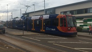 Stagecoach Supertram 101 departs Arbourthorne Road with a Blue Route Service to Halfway [upl. by Atteuqehs]