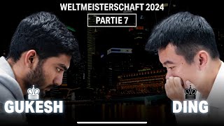 Drama in Runde 7 Gukesh vs Ding Schachweltmeisterschaft 2024 [upl. by Pauletta]