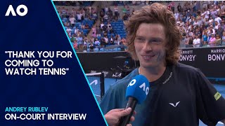 Andrey Rublev OnCourt Interview  Australian Open 2024 First Round [upl. by Ettezel]