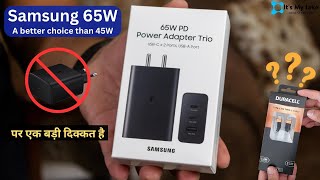 Samsung 65W PD Trio charger  45W vs 25W charging speed  superfast charging 20  Duracell 5A cable [upl. by Luaped]