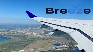 Breeze Airways A220300 pushback taxi takeoff from Orlando MCO [upl. by Aiclid861]