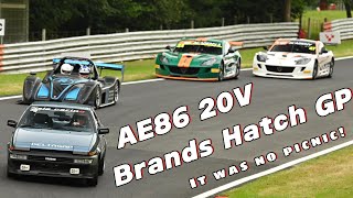 AE86 vs Racing cars  Raw Onboard  Brands Hatch GP Pt1 [upl. by Enahs764]