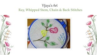 Beautiful Hand Embroidery Designs  Ray Whipped Stem Chain amp Back Stitches [upl. by Ahsiuqet237]