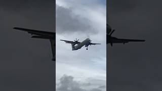 flybe bombardierjets Q400 overhead arrival at Manchester Airport shorts [upl. by Sugar]