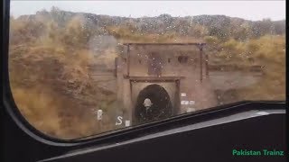 Pakistan Railway Caterpillar Locomotive Cab Ride  Train Enter In Railway Tunnel  Rainy Weather [upl. by Anad]