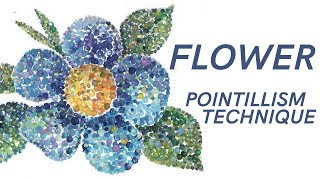 Flower  Pointillism Technique  IOTN  Speed Painting [upl. by Otrebmuh685]