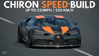 GT7 320MPH Bugatti Chiron w NEW Ultimate Parts  Top Speed Setup [upl. by Halfdan144]