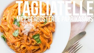 RECEPT Tagliatelle met geroosterde paprikasaus  OhMyFoodness [upl. by Lehcer]