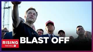 Trump Elon COZY UP At 6th SPACEX Launch RIVALS Musk And Jeff Bezos Find COMMON Ground [upl. by Berkly]