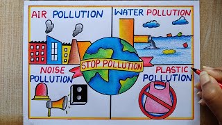 Stop Pollution drawing easy  stop plastic pollution National Pollution Control day poster drawing [upl. by Friederike]