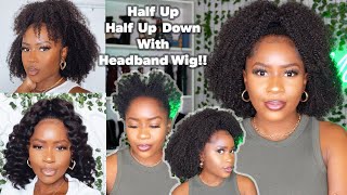 How To Do My Infamous Half Up Half Down Style Using A Half WigHeadband Wig On Short 4C Hair [upl. by Rivers]