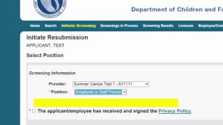 Background Screening Clearinghouse Initiate a Resubmission [upl. by Anival]