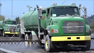 Long Boom Water Trucks amp John Deere 8130 Tractors Groom Race Track [upl. by Aerda]