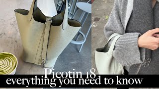 Hermes Picotin 18 Gris Neve in depth review  storage pros and cons comparison with picotin 22 [upl. by Myk358]