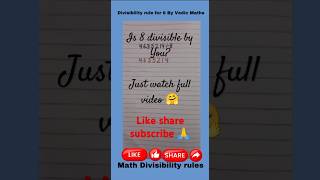 Divisibility rules of 8 unlock 🤗maths division [upl. by Janos891]