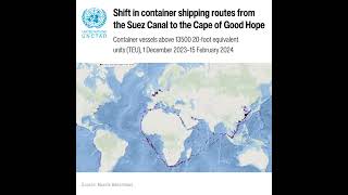 Shift in container shipping routes from the Suez Canal to the Cape of Good Hope [upl. by Normac]