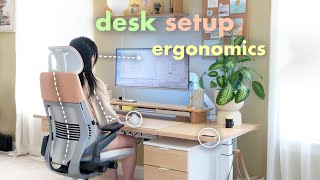 desk setup ergonomics🧘🏻‍♀️  standing desk ergonomic chair tech posture [upl. by Jariah]