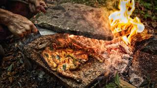 🤯 Pressed Chicken Unique Hot Stone Method by the Serbian Chef 🇷🇸 [upl. by Liv195]