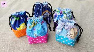 Lined Drawstring Pouch  Cute Drawstring Pouch Tutorial [upl. by Minnaminnie]