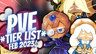 CRAZY RISES UPDATED PVE Tier List Feb 2023  Cookie Run Kingdom [upl. by Acnaiv815]