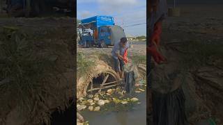 Remove trash and plastic Unclogged Culvert drain by street shorts remove cleaning plastic [upl. by Ellehcir399]