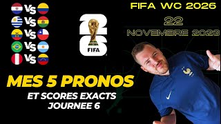 Pronostics foot Qualifications Coupe du Monde Amerique du Sud 22 Novembre 2023 [upl. by Blackwell]