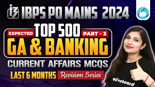 IBPS PO MAINS 2024  Top 500 GA amp Banking Current Affairs  Last 6 Months Revision Series  Part  3 [upl. by Iror]