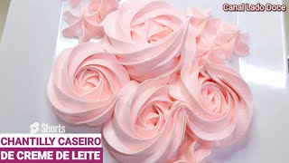 CHANTILLY CASEIRO DE CREME DE LEITE  3 INGREDIENTES  SEM OVOS  RENDE MUITO [upl. by Endaira]