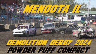 POWDERPUFF COMPACT MENDOTA IL DEMOLITION DERBY 2024 [upl. by Ku728]