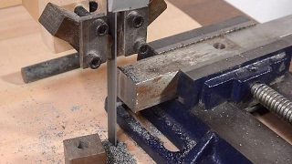 Cutting metal on a wooden bandsaw [upl. by Hazem864]