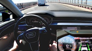 Audi A8 2022 Adaptive Cruise Assist traffic jam highway assist with cruise control active lane [upl. by Selden]