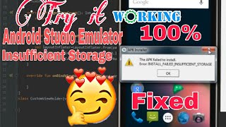 Android Studio Emulator installfailedinsufficientstorage Fixed [upl. by Pedroza67]