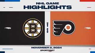 NHL Highlights  Bruins vs Flyers  November 2 2024 [upl. by Aynekat]