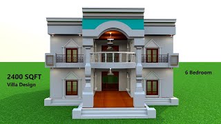 2400 SQFT Villa Design  40 by 60 House Design With Front Elevation 40 by 60 Makan Ka Naksha [upl. by Agee]