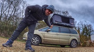 Testing a Roof Tent in a Winter Storm  Heavy Wind and Rain [upl. by Chariot170]