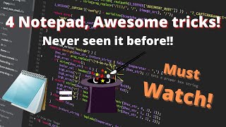 Top 4 Notepad Tricks and Hacks  vbs Tricks bat Tricks Notepad Fake Virus Script  with code [upl. by Nyrak]