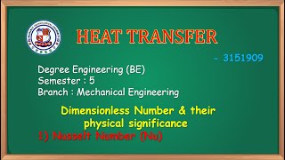 Dimensionless Number amp their physical significance Nusselt Number Nu  Nusselt Number Nu [upl. by Attenyt]