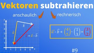 Vektoren subtrahieren  Anschaulich und rechnerisch  Koordinatengeometrie Vektorgeometrie 9 [upl. by Iphigenia]