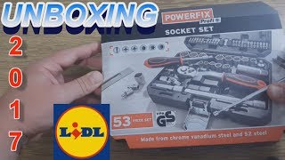 UNBOXING LIDL Powerfix Socket Set 53 piece set Profi Chrome Vanadium S2 steel [upl. by Malvia]