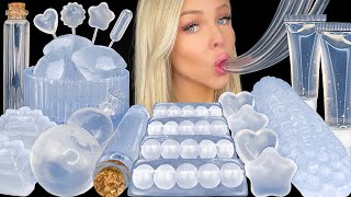 ASMR CLEAR FOOD MUKBANG LYCHEE JELLY EDIBLE LIP GLOSS SPRITE SODA PIPETTE CLEAR NOODLES 먹방 [upl. by Ahsatan]